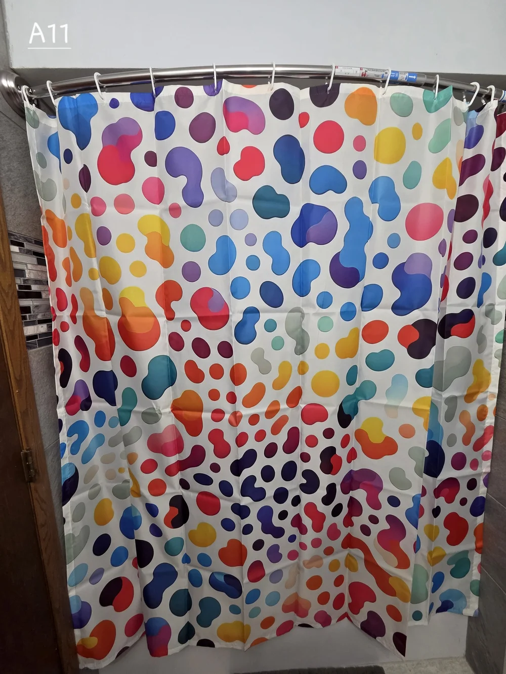 Nwot Colorful Abstract Dot Water Resistant Fabric Shower Curtain